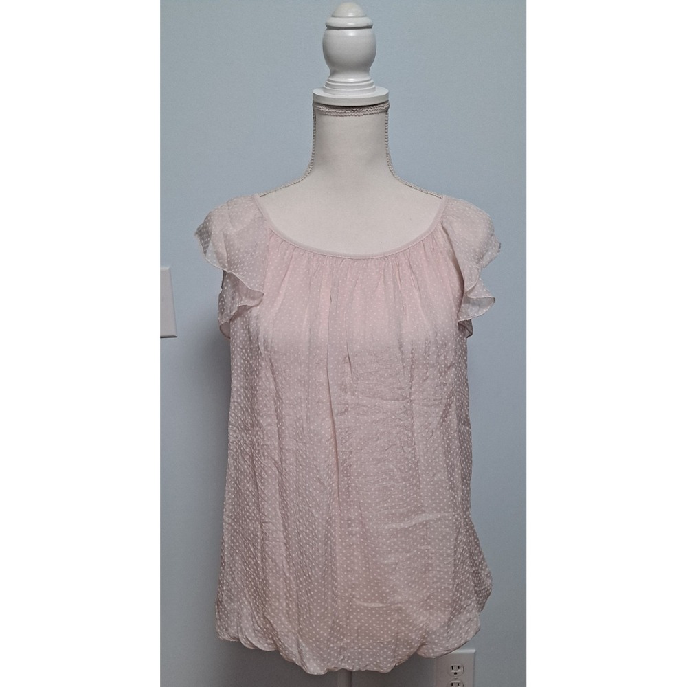 Luisa Ricci Women Top  Blouse Medium Short Sleeve Silk Chiffon Italy Blush  NEW